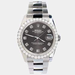 Rolex Custom Rhodium Gray 2.7ct Diamonds Stainless Steel Datejust 116200 Automatic Men's Wristwatch 36mm