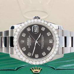 Rolex Custom Rhodium Gray 2.7ct Diamonds Stainless Steel Datejust 116200 Automatic Men's Wristwatch 36mm
