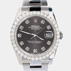 Rolex Custom Rhodium Gray 2.7ct Diamonds Stainless Steel Datejust 116200 Automatic Men's Wristwatch 36mm