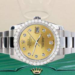 Rolex Custom Champagne 2.7ct Diamonds Stainless Steel Datejust 116200 Automatic Men's Wristwatch 36mm