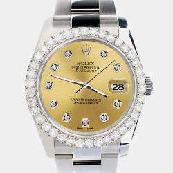 Rolex Custom Champagne 2.7ct Diamonds Stainless Steel Datejust 116200 Automatic Men's Wristwatch 36mm