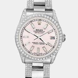Rolex Custom Orchid Pink 3.5ct Diamonds Stainless Steel Datejust  Automatic Women's Wristwatch 31mm