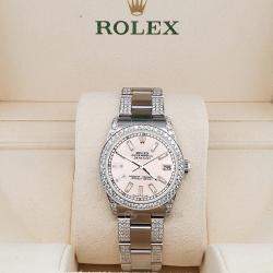 Rolex Custom Orchid Pink 3.5ct Diamonds Stainless Steel Datejust  Automatic Women's Wristwatch 31mm