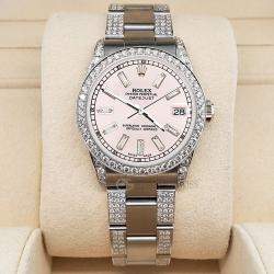 Rolex Custom Orchid Pink 3.5ct Diamonds Stainless Steel Datejust  Automatic Women's Wristwatch 31mm