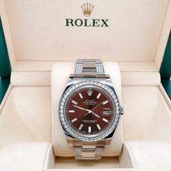 Rolex Custom Chocolate  5ct Diamonds Stainless Steel Datejust II 116300 Automatic Men's Wristwatch 41mm