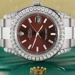 Rolex Custom Chocolate 4.5ct Diamonds Stainless Steel Datejust II  Automatic Men's Wristwatch 41mm