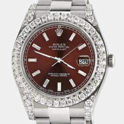 Rolex Custom Chocolate  4.4ct Diamonds Stainless Steel Datejust 126300 Automatic Men's Wristwatch 41mm