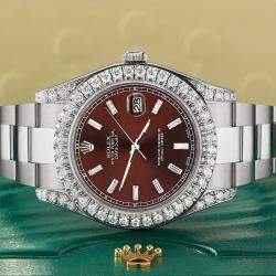 Rolex Custom Chocolate  4.4ct Diamonds Stainless Steel Datejust 126300 Automatic Men's Wristwatch 41mm