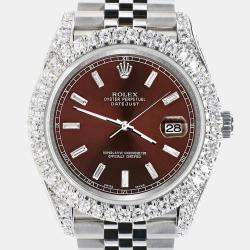 Rolex Custom Chocolate  5.9ct Diamonds Stainless Steel Datejust 126300 Automatic Men's Wristwatch 41mm