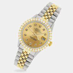 Rolex Custom Champagne 3.05CT Diamond 18K Yellow Gold Stainless Steel Datejust  Automatic Men's Wristwatch 36mm