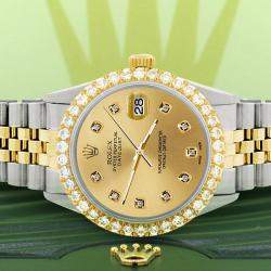 Rolex Custom Champagne 3.05CT Diamond 18K Yellow Gold Stainless Steel Datejust  Automatic Men's Wristwatch 36mm