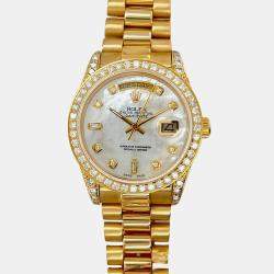 Rolex Custom White MOP 2.3CT Diamond 18K Yellow Gold Day-Date  Automatic Men's Wristwatch 36mm