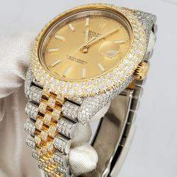 Rolex Custom Champagne 16.5CT Diamond 18K Yellow Gold Datejust 41 126333 Automatic Men's Wristwatch