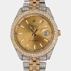 Rolex Custom Champagne 16.5CT Diamond 18K Yellow Gold Datejust 41 126333 Automatic Men's Wristwatch