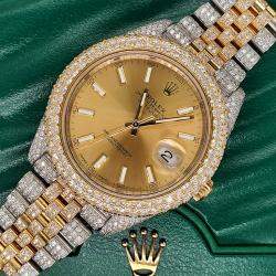 Rolex Custom Champagne 16.5CT Diamond 18K Yellow Gold Datejust 41 126333 Automatic Men's Wristwatch