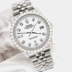 Rolex Custom White 4CT Diamond Stainless Steel Datejust 116200 Automatic Men's Wristwatch 36mm
