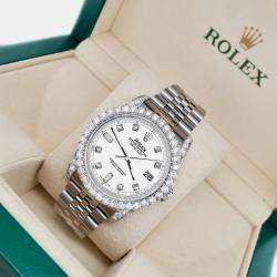 Rolex Custom White 4CT Diamond Stainless Steel Datejust 116200 Automatic Men's Wristwatch 36mm