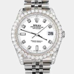 Rolex Custom White 4CT Diamond Stainless Steel Datejust 116200 Automatic Men's Wristwatch 36mm