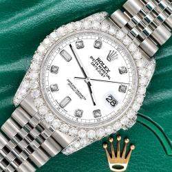 Rolex Custom White 4CT Diamond Stainless Steel Datejust 116200 Automatic Men's Wristwatch 36mm