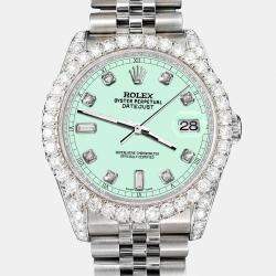 Rolex Custom Light Malachite 4CT Diamond Stainless Steel Datejust 116200 Automatic Men's Wristwatch 36mm