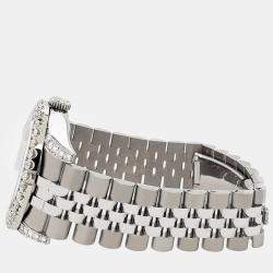 Rolex Custom Satin Linen 4CT Diamond Stainless Steel Datejust 116200 Automatic Men's Wristwatch 36mm