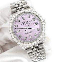 Rolex Custom Pink Pearl 4CT Diamond Stainless Steel Datejust 116200 Automatic Men's Wristwatch 36mm