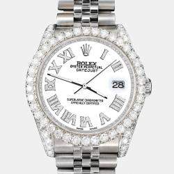 Rolex Custom White 4.2CT Diamond Stainless Steel Datejust 116200 Automatic Men's Wristwatch 36mm