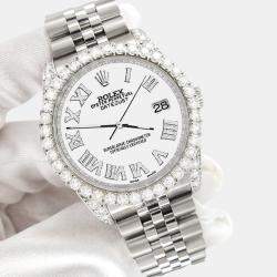 Rolex Custom White 4.2CT Diamond Stainless Steel Datejust 116200 Automatic Men's Wristwatch 36mm