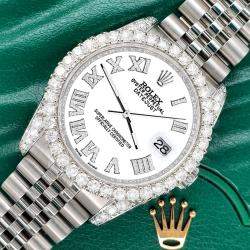Rolex Custom White 4.2CT Diamond Stainless Steel Datejust 116200 Automatic Men's Wristwatch 36mm