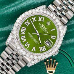 Rolex Custom Royal Green 4.2CT Diamond Stainless Steel Datejust 116200 Automatic Men's Wristwatch 36mm