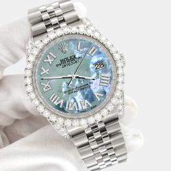 Rolex Custom Tahitian Blue MOP 4.2CT Diamond Stainless Steel Datejust 116200 Automatic Men's Wristwatch 36mm