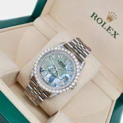 Rolex Custom Tahitian Blue MOP 4.2CT Diamond Stainless Steel Datejust 116200 Automatic Men's Wristwatch 36mm