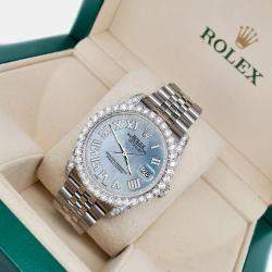 Rolex Custom Sky Blue MOP 4.2CT Diamond Stainless Steel Datejust 116200 Automatic Men's Wristwatch 36mm