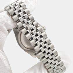 Rolex Custom Navy Blue 4.2CT Diamond Stainless Steel Datejust 116200 Automatic Men's Wristwatch 36mm