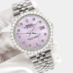 Rolex Custom Pink 3.9CT Diamond Stainless Steel Datejust 116200 Automatic Men's Wristwatch 36 mm