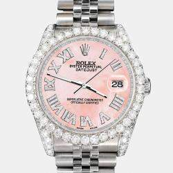Rolex Custom Royal Pink MOP 4.2CT Diamond Stainless Steel Datejust 116200 Automatic Men's Wristwatch 36 mm