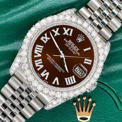 Rolex Custom Chocolate 4.2CT Diamond Stainless Steel Datejust 116200 Automatic Men's Wristwatch 36 mm