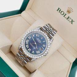 Rolex Custom Black 4.2CT Diamond Stainless Steel Datejust 116200 Automatic Men's Wristwatch 36 mm