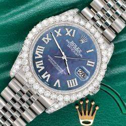 Rolex Custom Black 4.2CT Diamond Stainless Steel Datejust 116200 Automatic Men's Wristwatch 36 mm