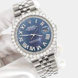 Rolex Custom Black 4.2CT Diamond Stainless Steel Datejust 116200 Automatic Men's Wristwatch 36 mm