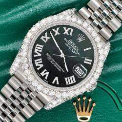 Rolex Custom Black MOP 4.2CT Diamond Stainless Steel Datejust 116200 Automatic Men's Wristwatch 36 mm