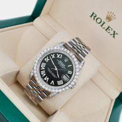 Rolex Custom Black MOP 4.2CT Diamond Stainless Steel Datejust 116200 Automatic Men's Wristwatch 36 mm