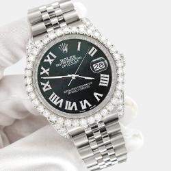 Rolex Custom Black MOP 4.2CT Diamond Stainless Steel Datejust 116200 Automatic Men's Wristwatch 36 mm