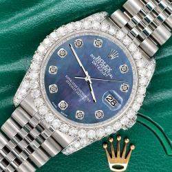 Rolex Custom Black 3.9CT Diamond Stainless Steel Datejust 116200 Automatic Men's Wristwatch 36 mm