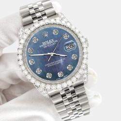 Rolex Custom Black 3.9CT Diamond Stainless Steel Datejust 116200 Automatic Men's Wristwatch 36 mm