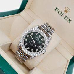 Rolex Custom Black MOP 3.9CT Diamond Stainless Steel Datejust 116200 Automatic Men's Wristwatch 36 mm