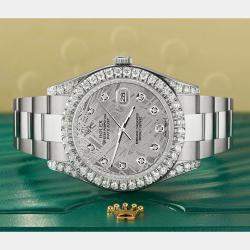 Rolex Custom Grey 4.5CT Diamond Stainless Steel Datejust II 116300 Automatic Men's Wristwatch 41 mm