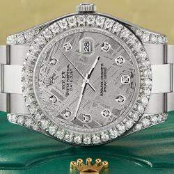 Rolex Custom Grey 4.5CT Diamond Stainless Steel Datejust II 116300 Automatic Men's Wristwatch 41 mm