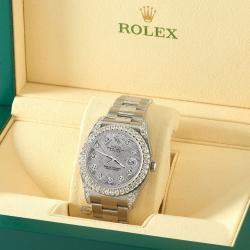 Rolex Custom Grey 4.5CT Diamond Stainless Steel Datejust II 116300 Automatic Men's Wristwatch 41 mm