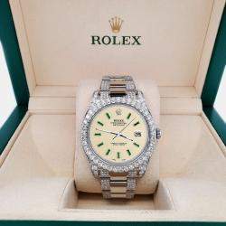 Rolex Custom 10.3CT Diamond Stainless Steel Datejust II 116300 Automatic Men's Wristwatch 41 mm